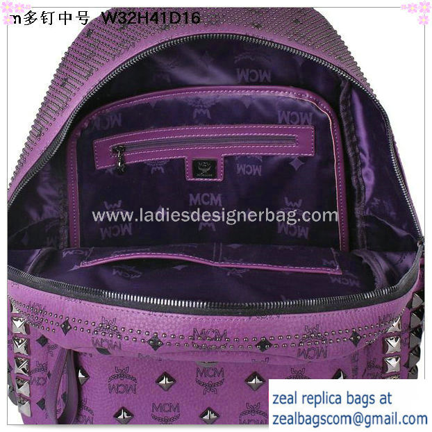 High Quality Replica Hot Sale MCM Medium Stark Front Studs Backpack MC4237 Purple